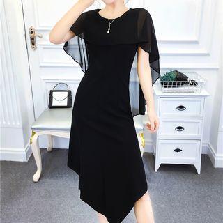 Irregular Hem Short-sleeve Midi A-line Dress
