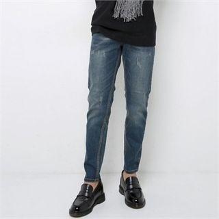 Vintage-style Washed Straight-cut Jeans