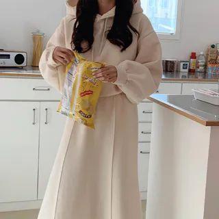 Drop-shoulder Drawstring-hem Hoodie
