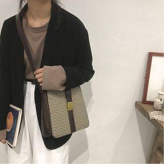 Houndstooth Push Lock Crossbody Bag