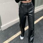 Faux Leather Straight Leg Pants / Camisole Top / Knit Top