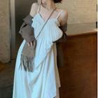 Strappy Midi A-line Dress / Plain Blazer / Vest