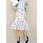 Flower Pattern Midi Mermaid Skirt