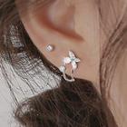 Rhinestone Leaf Earring 1 Pair - Rhinestone Leaf Earring - White Gold - One Size