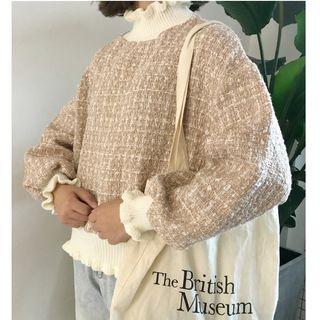 Frilled Mock-neck Pullover
