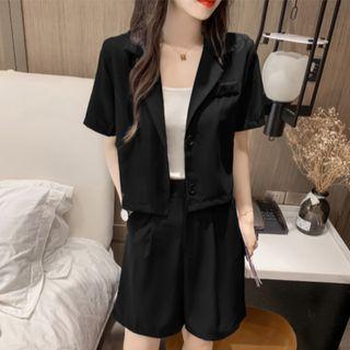 Short-sleeve Plain Blazer / High-waist Plain Short