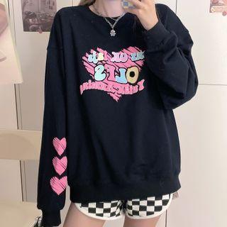 Long-sleeve Lettering Oversized Sweatshirt
