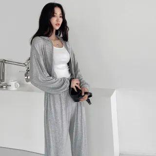 Set: High-neck Zip-up Jacket + Wide-leg Sweatpants