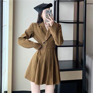 Plain Blazer Pleated Mini Dress