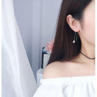 Moon & Star Sterling Silver Dangle Earring 1 Pr - Silver - One Size