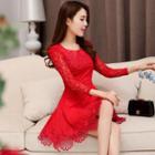 Long-sleeve Lace Party Dress