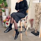 Openwork Faux-suede Shift Dress