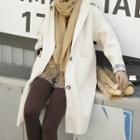 Collared Single-breasted Coat Off-white - One Size