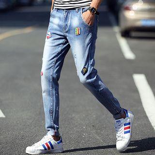 Badge Detailed Slim Fit Jeans