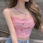 Heart Print Camisole Top Pink - One Size