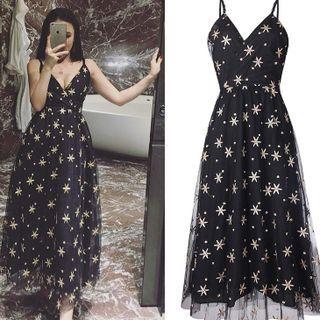 Strappy Star Midi A-line Dress
