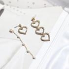 Rhinestone Heart Non-matching Drop Earring