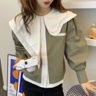 Puff-sleeve Asymmetric Ruffled Blouse