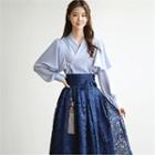 Tall Size Ruffle-trim Wrap Blouse