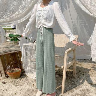 Bell-sleeve Drawstring Top / Wide Leg Pants