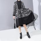 Long-sleeve Midi Printed Shirtdress Black - One Size
