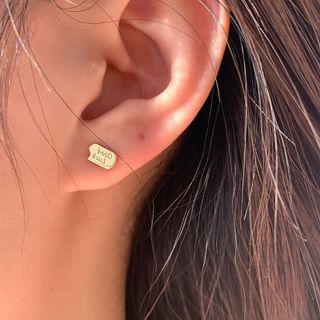 Letter Embossed Pendant Stud Earring