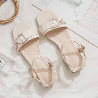 Ankle-strap Tweed Chunky-heel Sandals