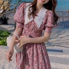 Floral Short-sleeve A-line Dress / Blouse