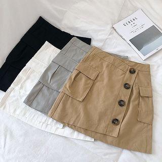 Single-breasted High-waist Cargo Skirt