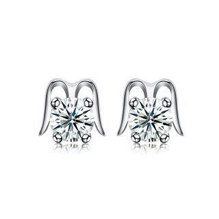 925 Sterling Silver Simple Fashion Cubic Zircon Stud Earrings Silver - One Size