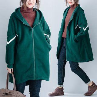 Plain Zip-up Hoodie Green - One Size