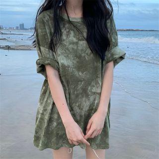 Oversized Tie-dye Short-sleeve Top / Oversized Tie-dye Short-sleeve Cropped Top