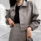 Fleece Lined Faux-leather Jacket