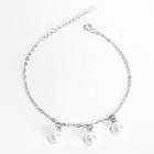 925 Sterling Silver Faux Pearl Bracelet White Gold - One Size