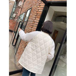 Sherpa-fleece Sleeve Quilted Jacket