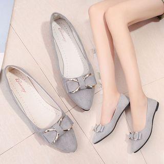 Pointy Toe Bow-accent Flats