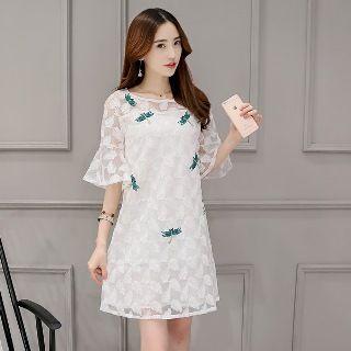 Embroidered Lace A-line Dress