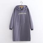 Lettering Embroidered Long-sleeve Hooded Jacket