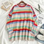 Rainbow Stripe Sweater As Shown In Figure - One Size