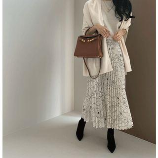 Printed Accordion-pleated Skirt One Size