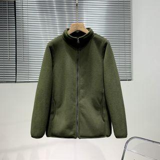 Band Collar Plain Fleece Jacket