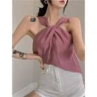 Loose-fit Knotted Halter Top