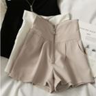 Zipper High-waist Wide-leg Shorts