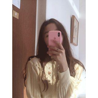 Pompom-detail Embroidered Cardigan