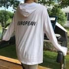 Long-sleeve Lettering Hooded T-shirt / Contrast Trim Crop Leggings