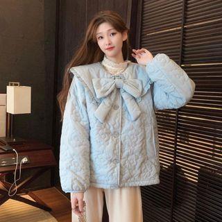 Bow Padded Button-up Jacket