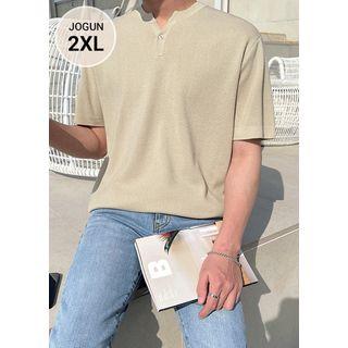 Short-sleeve Knit Henley