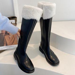 Faux Leather Faux Fur Tall Boots