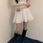 Pleated Chiffon Mini Skirt White - One Size