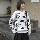 Jacquard Sweater White & Black - One Size